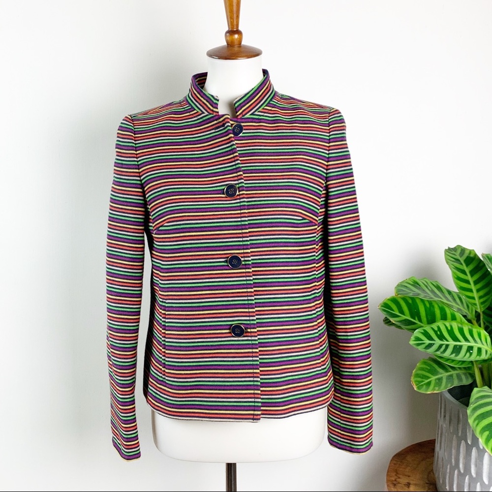 Talbots | Multi-color Mock Neck Stripe Jacket